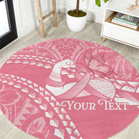 Personalised Polynesia Breast Cancer Awareness Round Carpet Brave Strong Butterfly Pink Ribbon