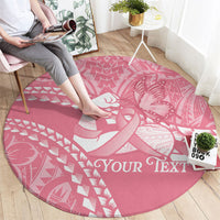 Personalised Polynesia Breast Cancer Awareness Round Carpet Brave Strong Butterfly Pink Ribbon