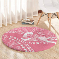 Personalised Polynesia Breast Cancer Awareness Round Carpet Brave Strong Butterfly Pink Ribbon