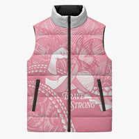 Personalised Polynesia Breast Cancer Awareness Sleeveless Puffer Jacket Brave Strong Butterfly Pink Ribbon