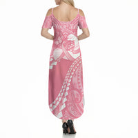 Personalised Polynesia Breast Cancer Awareness Summer Maxi Dress Brave Strong Butterfly Pink Ribbon