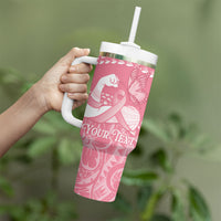 Personalised Polynesia Breast Cancer Awareness Tumbler With Handle Brave Strong Butterfly Pink Ribbon