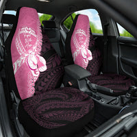 Polynesia Breast Cancer Awareness Car Seat Cover Fight With Hope Pink Ribbon Boxing Gloves