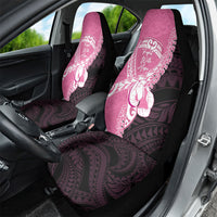 Polynesia Breast Cancer Awareness Car Seat Cover Fight With Hope Pink Ribbon Boxing Gloves