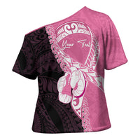 Personalised Polynesia Breast Cancer Awareness Cross Shoulder Shirt Fight With Hope Pink Ribbon Boxing Gloves