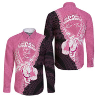 Personalised Polynesia Breast Cancer Awareness Family Matching Long Sleeve Bodycon Dress and Hawaiian Shirt Fight With Hope Pink Ribbon Boxing Gloves
