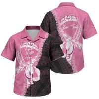 Personalised Polynesia Breast Cancer Awareness Family Matching Off Shoulder Maxi Dress and Hawaiian Shirt Fight With Hope Pink Ribbon Boxing Gloves