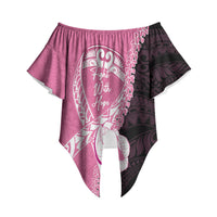 Personalised Polynesia Breast Cancer Awareness Off Shoulder Wrap Waist Top Fight With Hope Pink Ribbon Boxing Gloves