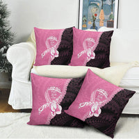 Polynesia Breast Cancer Awareness Pillow Cover Fight With Hope Pink Ribbon Boxing Gloves