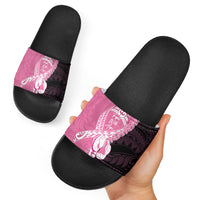 Polynesia Breast Cancer Awareness Slide Sandals Fight With Hope Pink Ribbon Boxing Gloves