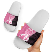 Polynesia Breast Cancer Awareness Slide Sandals Fight With Hope Pink Ribbon Boxing Gloves