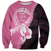 Personalised Polynesia Breast Cancer Awareness Sweatshirt Fight With Hope Pink Ribbon Boxing Gloves