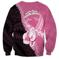 Personalised Polynesia Breast Cancer Awareness Sweatshirt Fight With Hope Pink Ribbon Boxing Gloves