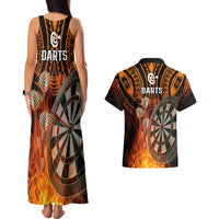 Personalised Polynesian Darts Couples Matching Tank Maxi Dress and Hawaiian Shirt Fire Burning With Tribal Tattoo LT14 - Polynesian Pride