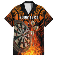 Personalised Polynesian Darts Kid Hawaiian Shirt Fire Burning With Tribal Tattoo LT14 Kid Orange - Polynesian Pride