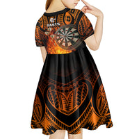 Personalised Polynesian Darts Kid Short Sleeve Dress Fire Burning With Tribal Tattoo LT14 - Polynesian Pride