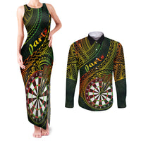 Personalised Polynesian Darts Couples Matching Tank Maxi Dress and Long Sleeve Button Shirts Dart Lovers Tribal Pattern Mix Tropical Leaves LT14 Reggae - Polynesian Pride