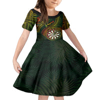 Personalised Polynesian Darts Kid Short Sleeve Dress Dart Lovers Tribal Pattern Mix Tropical Leaves LT14 KID Reggae - Polynesian Pride