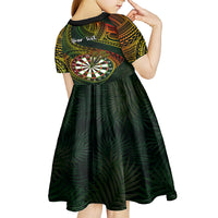 Personalised Polynesian Darts Kid Short Sleeve Dress Dart Lovers Tribal Pattern Mix Tropical Leaves LT14 - Polynesian Pride