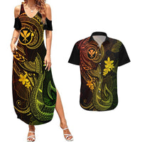 Hawaii Couples Matching Summer Maxi Dress and Hawaiian Shirt Fish Hook Tattoo Mix Polynesian Plumeria Reggae Version LT14 Reggae - Polynesian Pride