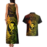 Hawaii Couples Matching Tank Maxi Dress and Hawaiian Shirt Fish Hook Tattoo Mix Polynesian Plumeria Reggae Version LT14 - Polynesian Pride