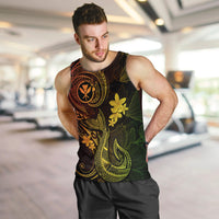 Hawaii Men Tank Top Fish Hook Tattoo Mix Polynesian Plumeria Reggae Version LT14 - Polynesian Pride
