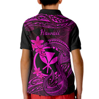 Hawaii Kid Polo Shirt Fish Hook Tattoo Mix Polynesian Plumeria Pink Version LT14 - Polynesian Pride