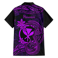 Hawaii Family Matching Off Shoulder Short Dress and Hawaiian Shirt Fish Hook Tattoo Mix Polynesian Plumeria Purple Version LT14 - Polynesian Pride