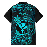Hawaii Family Matching Puletasi Dress and Hawaiian Shirt Fish Hook Tattoo Mix Polynesian Plumeria Turquoise Version LT14 - Polynesian Pride