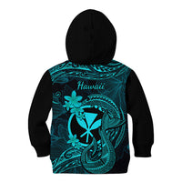 Hawaii Kid Hoodie Fish Hook Tattoo Mix Polynesian Plumeria Turquoise Version LT14 - Polynesian Pride