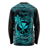 Hawaii Long Sleeve Shirt Fish Hook Tattoo Mix Polynesian Plumeria Turquoise Version LT14 - Polynesian Pride