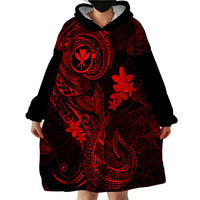 Hawaii Wearable Blanket Hoodie Fish Hook Tattoo Mix Polynesian Plumeria Red Version LT14 - Polynesian Pride