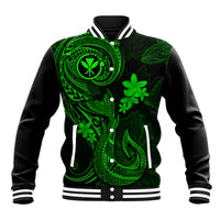 Hawaii Baseball Jacket Fish Hook Tattoo Mix Polynesian Plumeria Green Version LT14 Unisex Green - Polynesian Pride