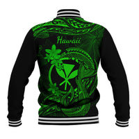 Hawaii Baseball Jacket Fish Hook Tattoo Mix Polynesian Plumeria Green Version LT14 - Polynesian Pride