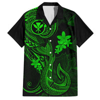 Hawaii Family Matching Tank Maxi Dress and Hawaiian Shirt Fish Hook Tattoo Mix Polynesian Plumeria Green Version LT14 Dad's Shirt - Short Sleeve Green - Polynesian Pride