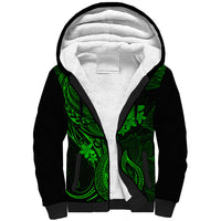 Hawaii Sherpa Hoodie Fish Hook Tattoo Mix Polynesian Plumeria Green Version LT14 Unisex Green - Polynesian Pride