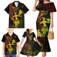 Hawaii Family Matching Mermaid Dress and Hawaiian Shirt Hula Girl Mix Polynesian Plumeria Reggae Version LT14 - Polynesian Pride