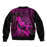 Hawaii Bomber Jacket Hula Girl Mix Polynesian Plumeria Pink Version LT14 - Polynesian Pride
