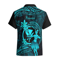 Hawaii Hawaiian Shirt Hula Girl Mix Polynesian Plumeria Turquoise Version LT14 - Polynesian Pride