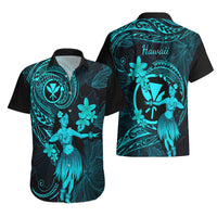 Hawaii Hawaiian Shirt Hula Girl Mix Polynesian Plumeria Turquoise Version LT14 - Polynesian Pride