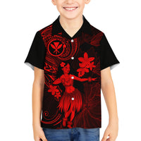 Hawaii Kid Hawaiian Shirt Hula Girl Mix Polynesian Plumeria Red Version LT14 - Polynesian Pride