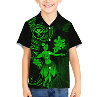 Hawaii Family Matching Mermaid Dress and Hawaiian Shirt Hula Girl Mix Polynesian Plumeria Green Version LT14 Son's Shirt Green - Polynesian Pride