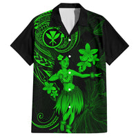 Hawaii Family Matching Puletasi Dress and Hawaiian Shirt Hula Girl Mix Polynesian Plumeria Green Version LT14 Dad's Shirt - Short Sleeve Green - Polynesian Pride