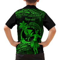 Hawaii Kid Hawaiian Shirt Hula Girl Mix Polynesian Plumeria Green Version LT14 - Polynesian Pride