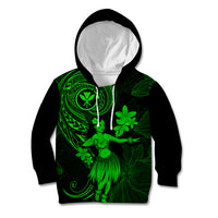 Hawaii Kid Hoodie Hula Girl Mix Polynesian Plumeria Green Version LT14 Green - Polynesian Pride