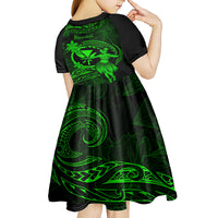 Hawaii Kid Short Sleeve Dress Hula Girl Mix Polynesian Plumeria Green Version LT14 - Polynesian Pride