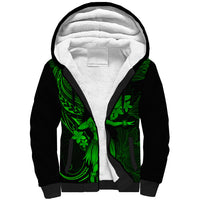 Hawaii Sherpa Hoodie Hula Girl Mix Polynesian Plumeria Green Version LT14 Unisex Green - Polynesian Pride