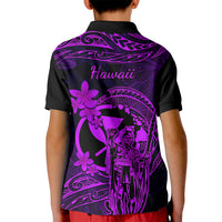 Hawaii Kid Polo Shirt King Kamehameha Mix Polynesian Plumeria Purple Version LT14 - Polynesian Pride