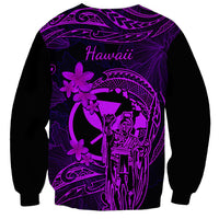 Hawaii Sweatshirt King Kamehameha Mix Polynesian Plumeria Purple Version LT14 - Polynesian Pride