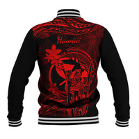 Hawaii Baseball Jacket King Kamehameha Mix Polynesian Plumeria Red Version LT14 - Polynesian Pride
